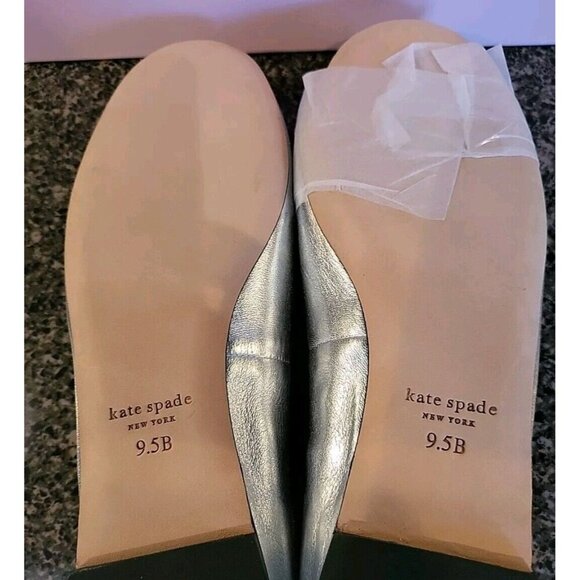 KATE SPADE NEW YORK Honey Metallic Leather Ballet Flats SZ 9.5 B New In Box NIB - Picture 3 of 13